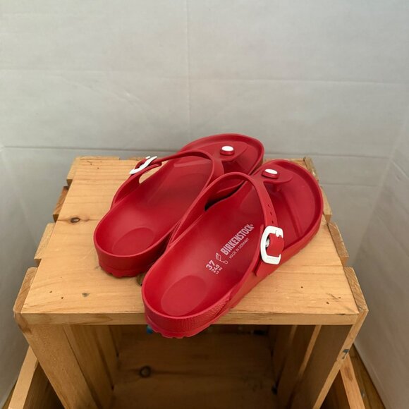 Birkenstock Women Size 37 US 6 - 6.5 Red Gizeh EVA Slip On Comfort Thong Sandals - Picture 7 of 13